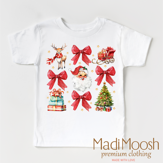 Santa Bows and Christmas Shirt - Christmas Tee