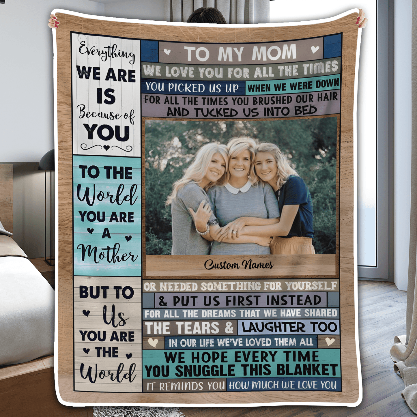 Photo Blanket for Mom - We Love You | Personalized Gift for Mom, Grandma, Wife | Birthday, Mother's Day or any occasion