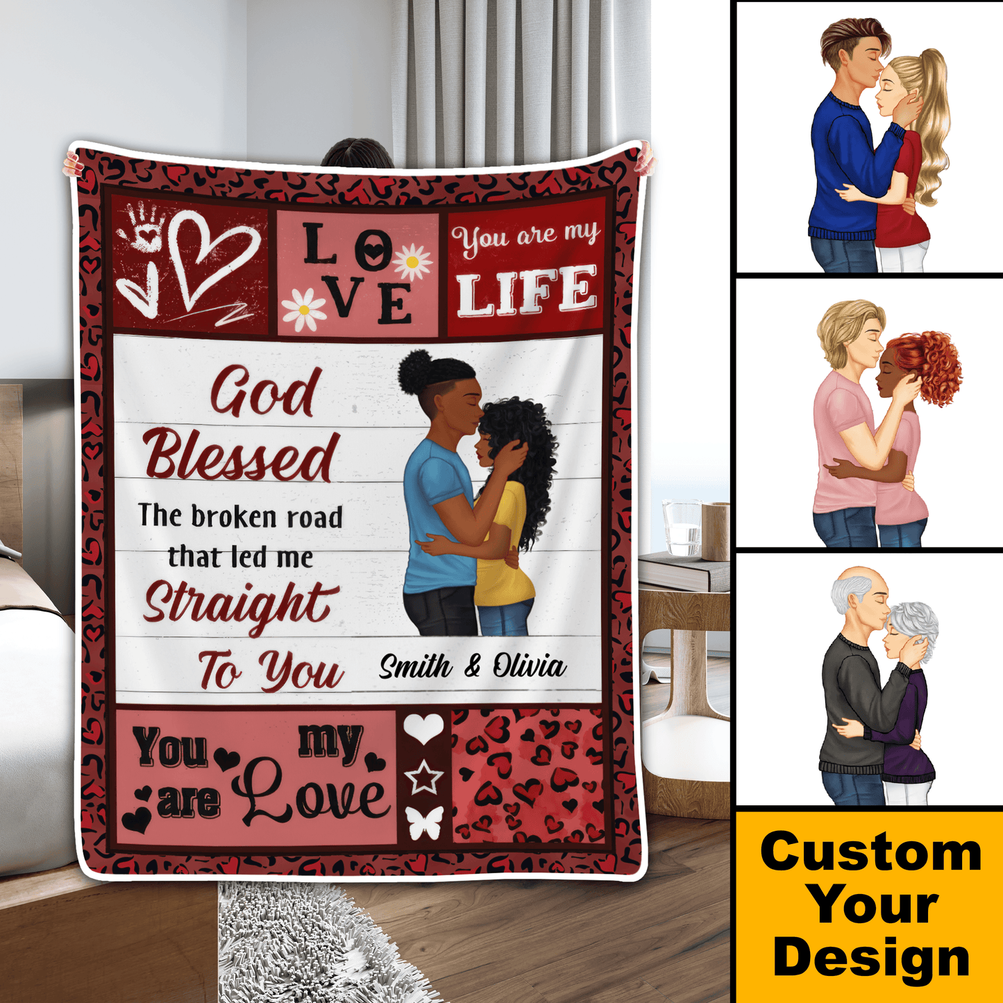 Custom Blanket for Couple - You Are My Life - Personalized Gift for Valentine, Girlfriend, Boyfriend | Black History Month, Juneteenth