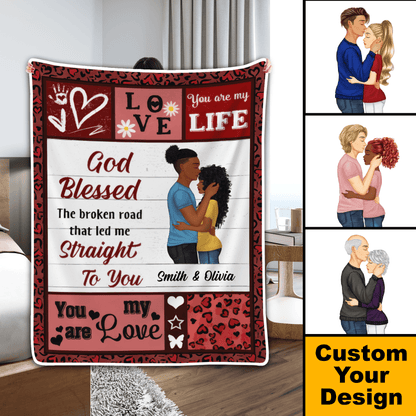 Custom Blanket for Couple - You Are My Life - Personalized Gift for Valentine, Girlfriend, Boyfriend | Black History Month, Juneteenth