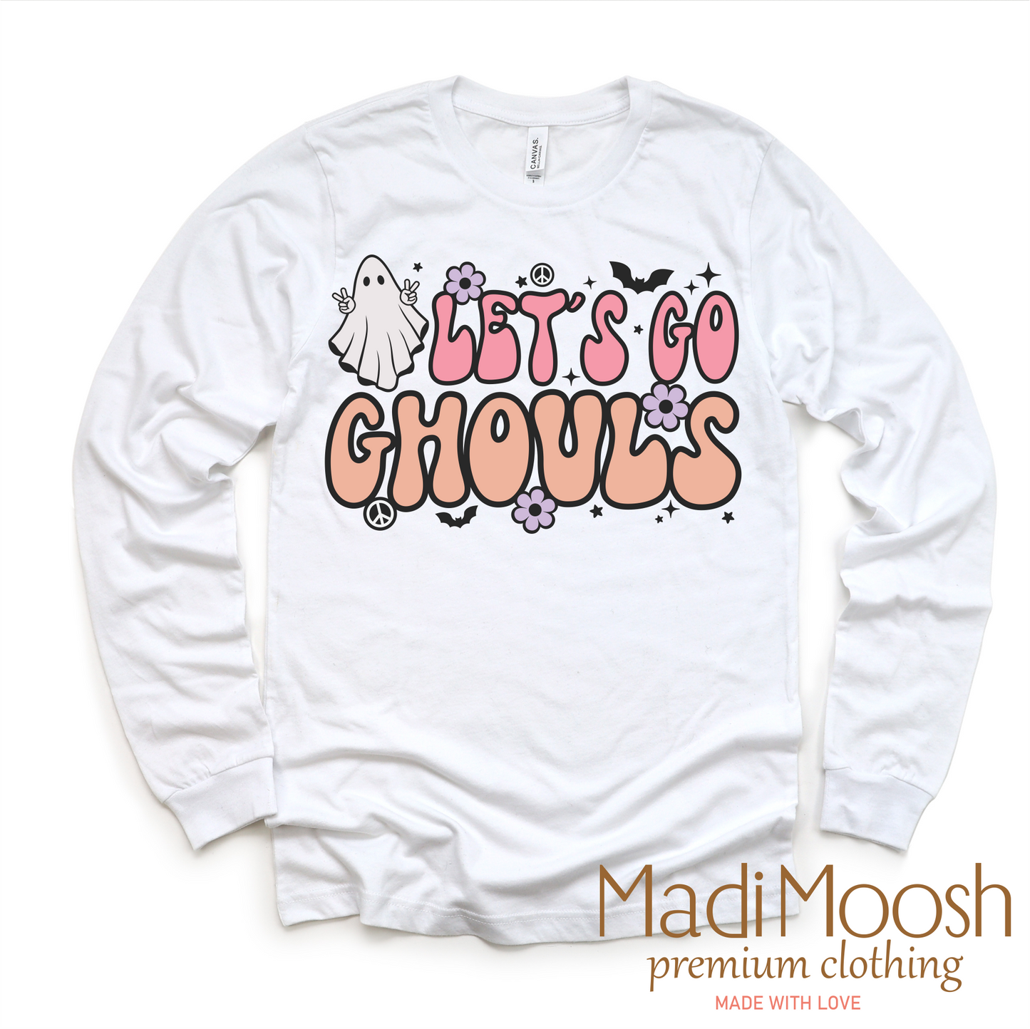 Let's Go Ghouls Halloween Tee - Long Sleeve White Shirt