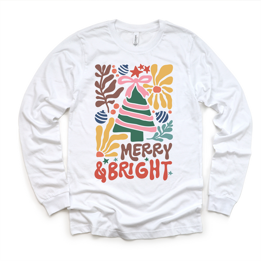 Boho Merry And Bright Christmas Shirt -  Long Sleeve Tees & Sweatshirts