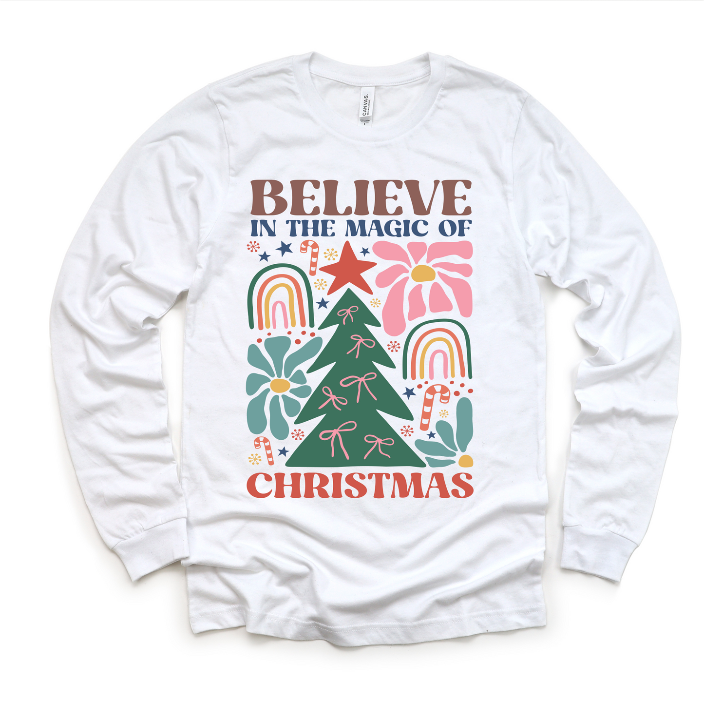 Boho Believe In The Magic Of Christmas Shirt -  Long Sleeve Tees & Sweatshirts
