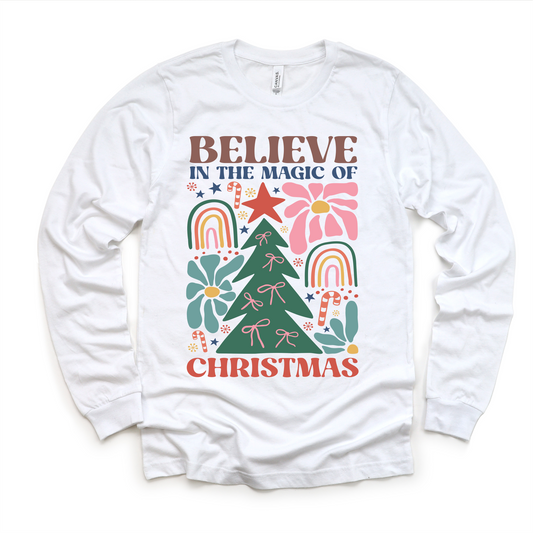 Boho Believe In The Magic Of Christmas Shirt -  Long Sleeve Tees & Sweatshirts