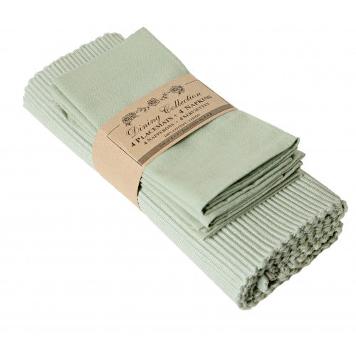 Mr. MJs Trading AG-05329 4 Placemats Plus 4 Napkins Set, Sea Foam
