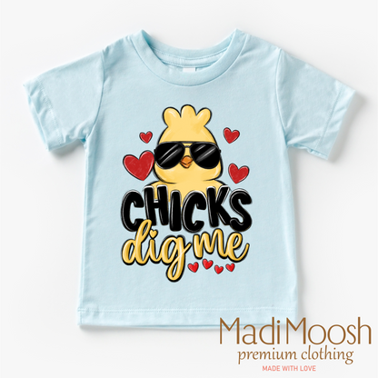 Chicks Dig Me Boys Easter Shirt - Kids Easter Tee