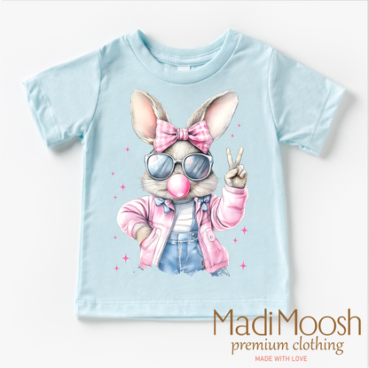 Eater Bunny Blowing Bubbles Shirt - Kids Retro Easter Bunny Tee