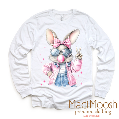 Eater Bunny Blowing Bubbles Shirt - Kids Retro Easter Bunny Tee