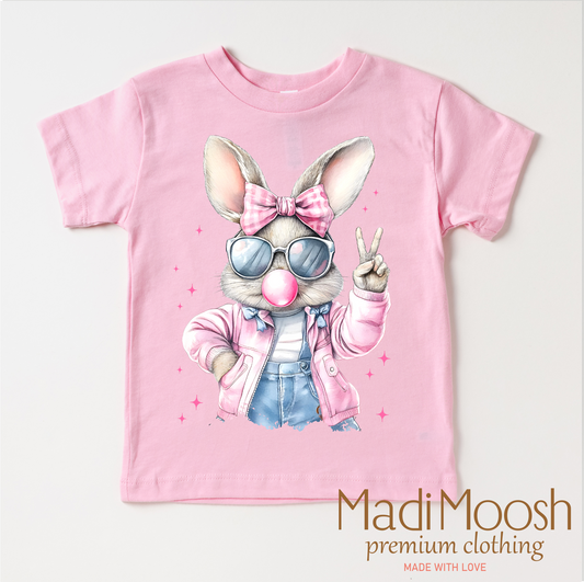 Eater Bunny Blowing Bubbles Shirt - Kids Retro Easter Bunny Tee