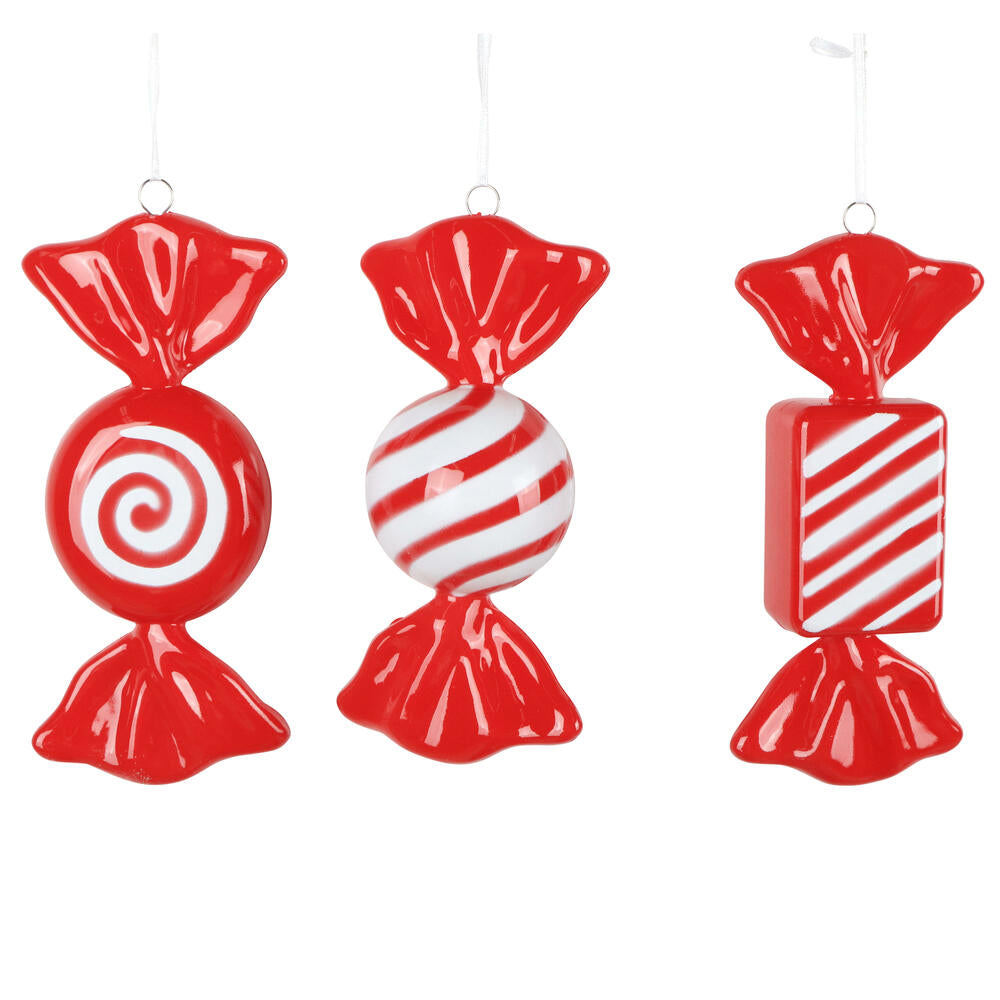 Santa's Sweet Shoppe Collection - 7.5" Luxe Enamel Candy Ornament - SET OF 3