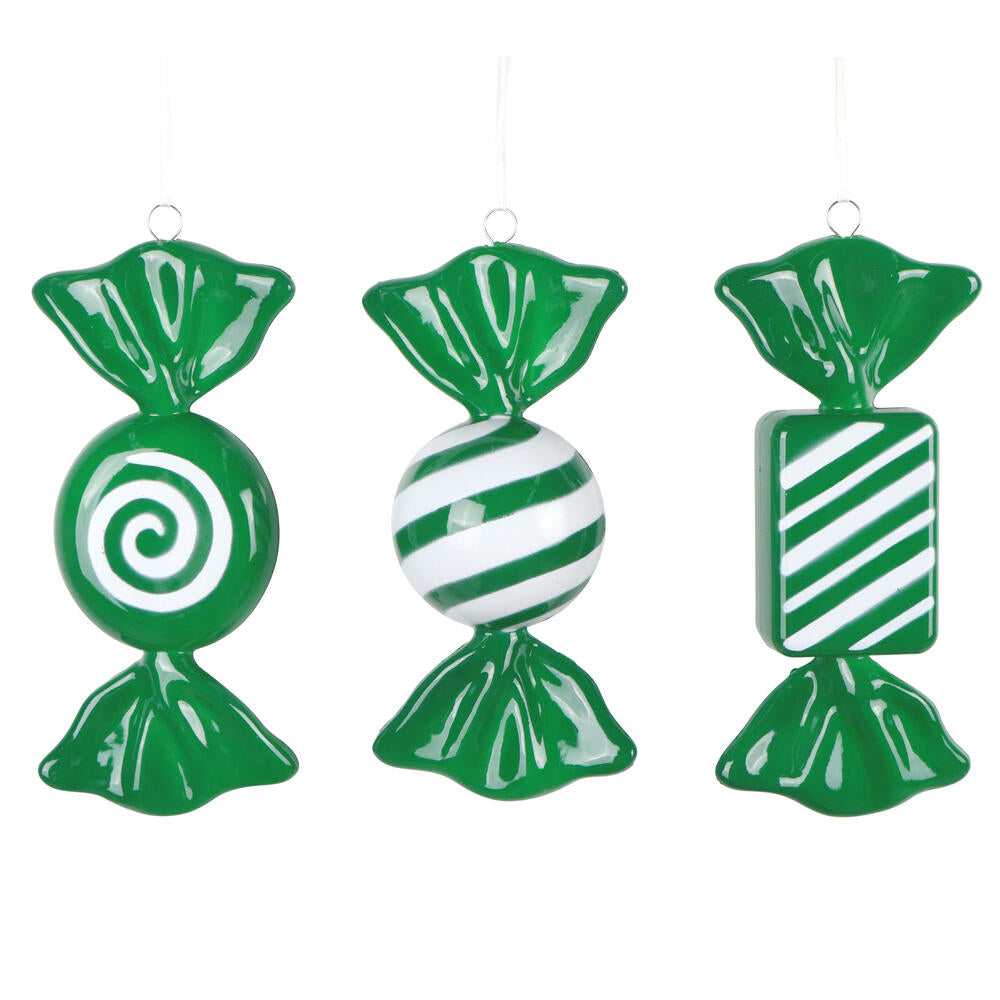 Santa's Sweet Shoppe Collection - 7.5" Luxe Enamel Candy Ornament - SET OF 3