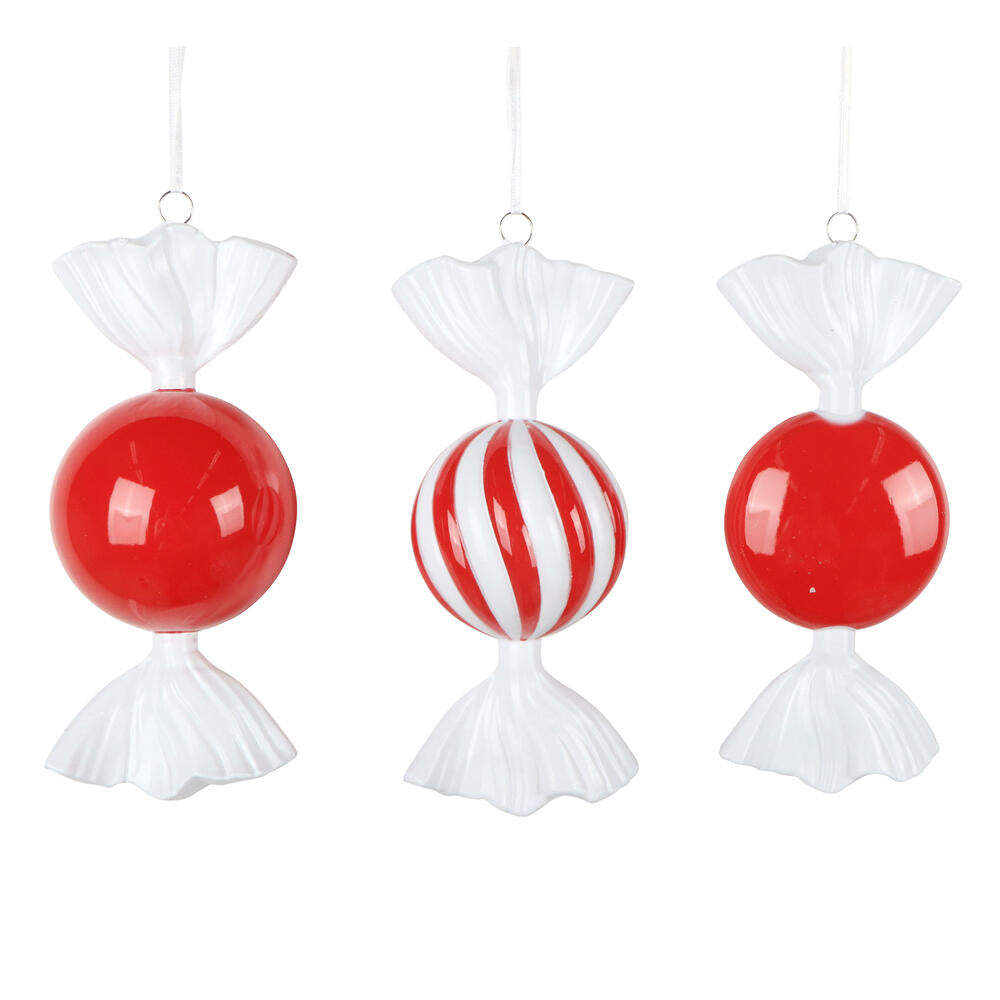 Santa's Sweet Shoppe Collection - 7" Luxe Swirl Enamel Candy Ornament - SET OF 3