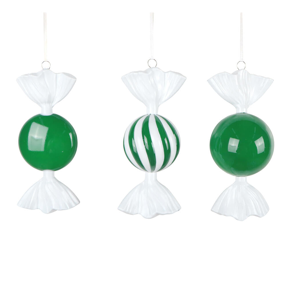 Santa's Sweet Shoppe Collection - 7" Luxe Swirl Enamel Candy Ornament - SET OF 3