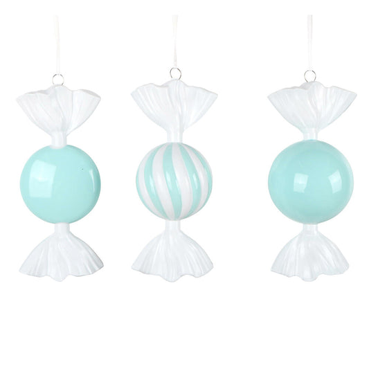 Santa's Sweet Shoppe Collection - 7" Luxe Swirl Enamel Candy Ornament - SET OF 3