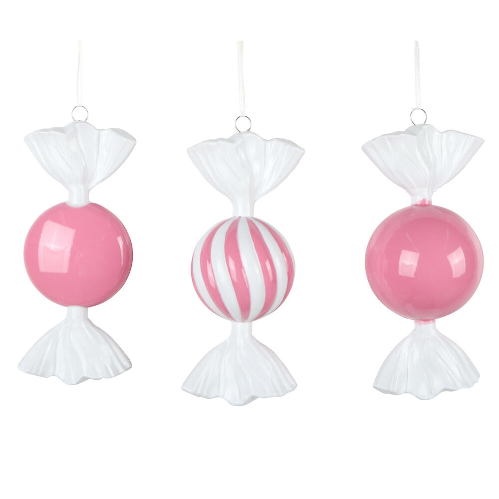 Santa's Sweet Shoppe Collection - 7" Luxe Swirl Enamel Candy Ornament - SET OF 3