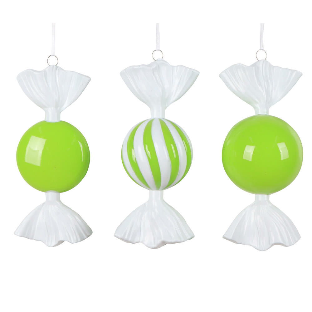 Santa's Sweet Shoppe Collection - 7" Luxe Swirl Enamel Candy Ornament - SET OF 3