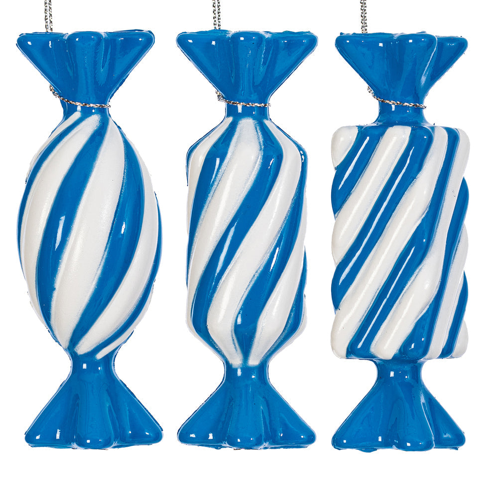 Santa's Sweet Shoppe Collection - 4" Luxe Swirl Enamel Candy Ornaments - SET OF 3