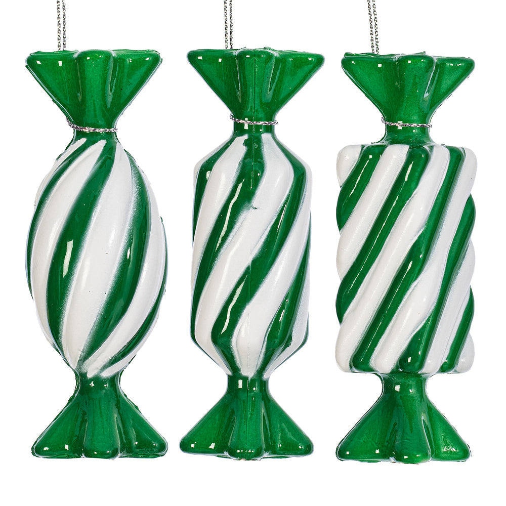 Santa's Sweet Shoppe Collection - 4" Luxe Swirl Enamel Candy Ornaments - SET OF 3