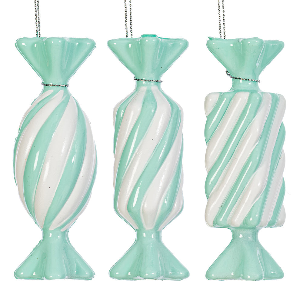 Santa's Sweet Shoppe Collection - 4" Luxe Swirl Enamel Candy Ornaments - SET OF 3