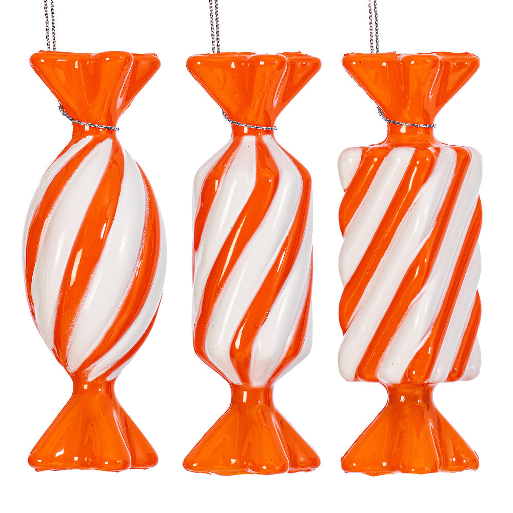 Santa's Sweet Shoppe Collection - 4" Luxe Swirl Enamel Candy Ornaments - SET OF 3