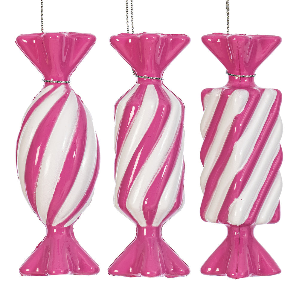 Santa's Sweet Shoppe Collection - 4" Luxe Swirl Enamel Candy Ornaments - SET OF 3