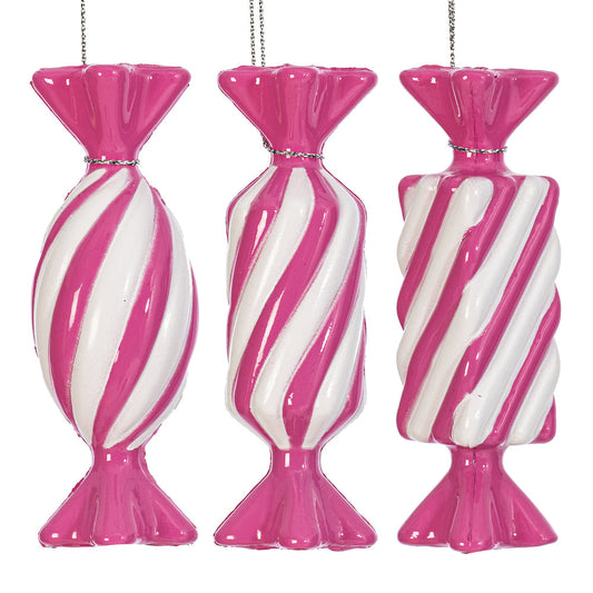 Santa's Sweet Shoppe Collection - 4" Luxe Swirl Enamel Candy Ornaments - SET OF 3