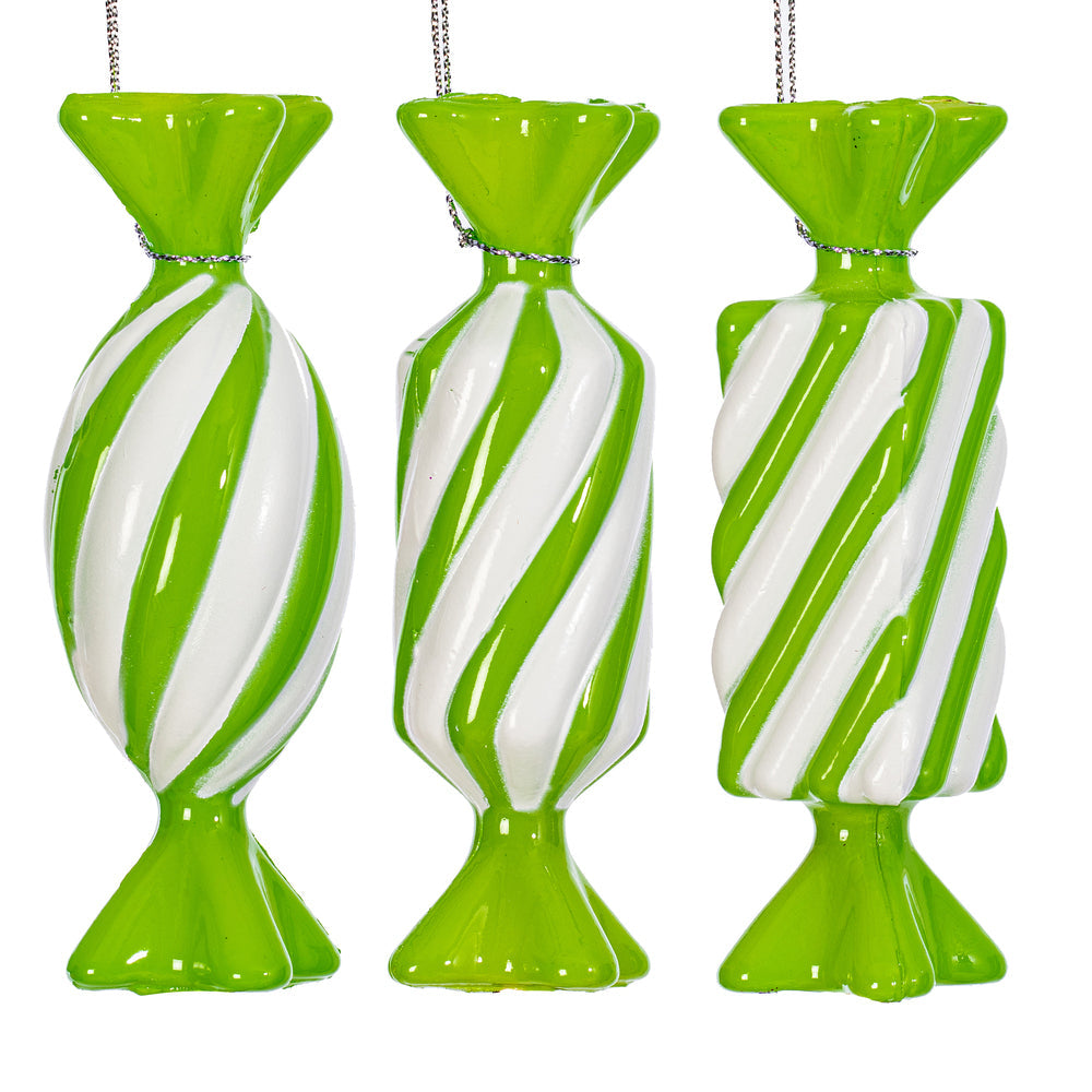 Santa's Sweet Shoppe Collection - 4" Luxe Swirl Enamel Candy Ornaments - SET OF 3