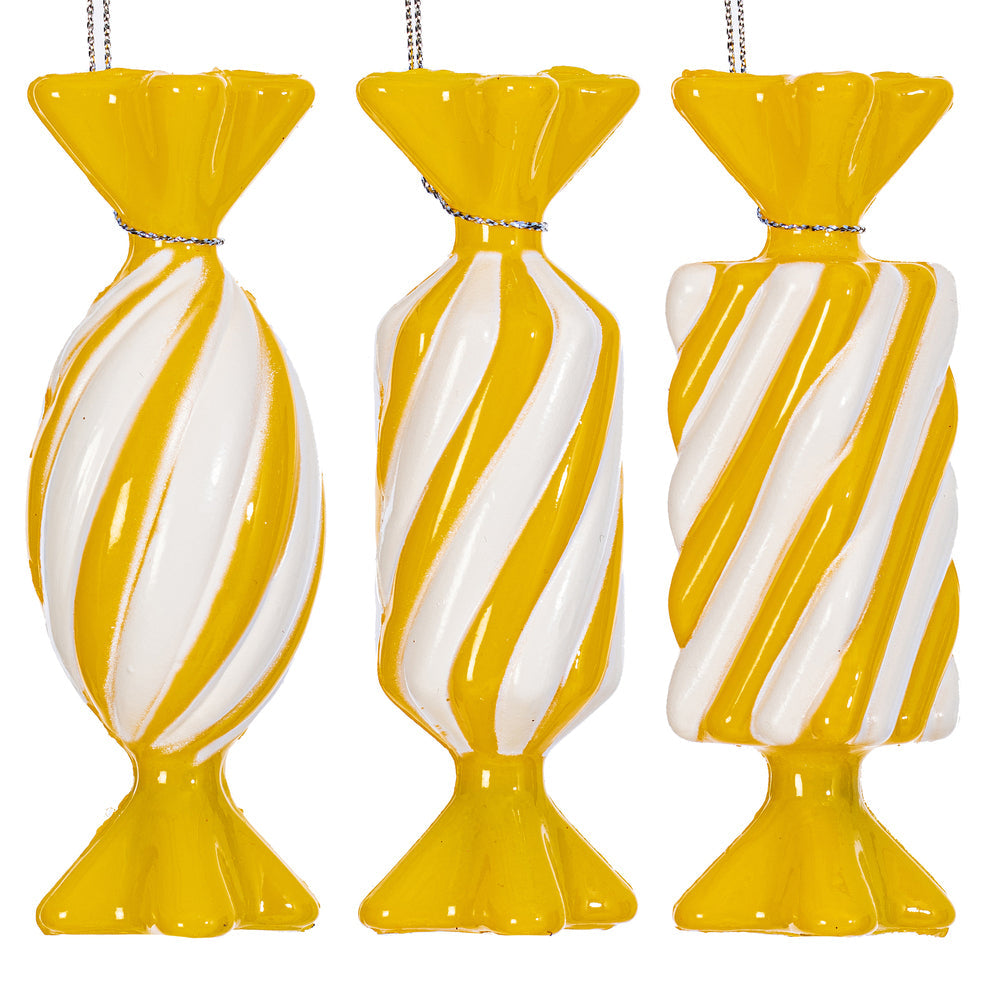 Santa's Sweet Shoppe Collection - 4" Luxe Swirl Enamel Candy Ornaments - SET OF 3