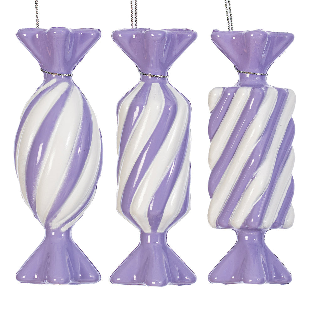 Santa's Sweet Shoppe Collection - 4" Luxe Swirl Enamel Candy Ornaments - SET OF 3