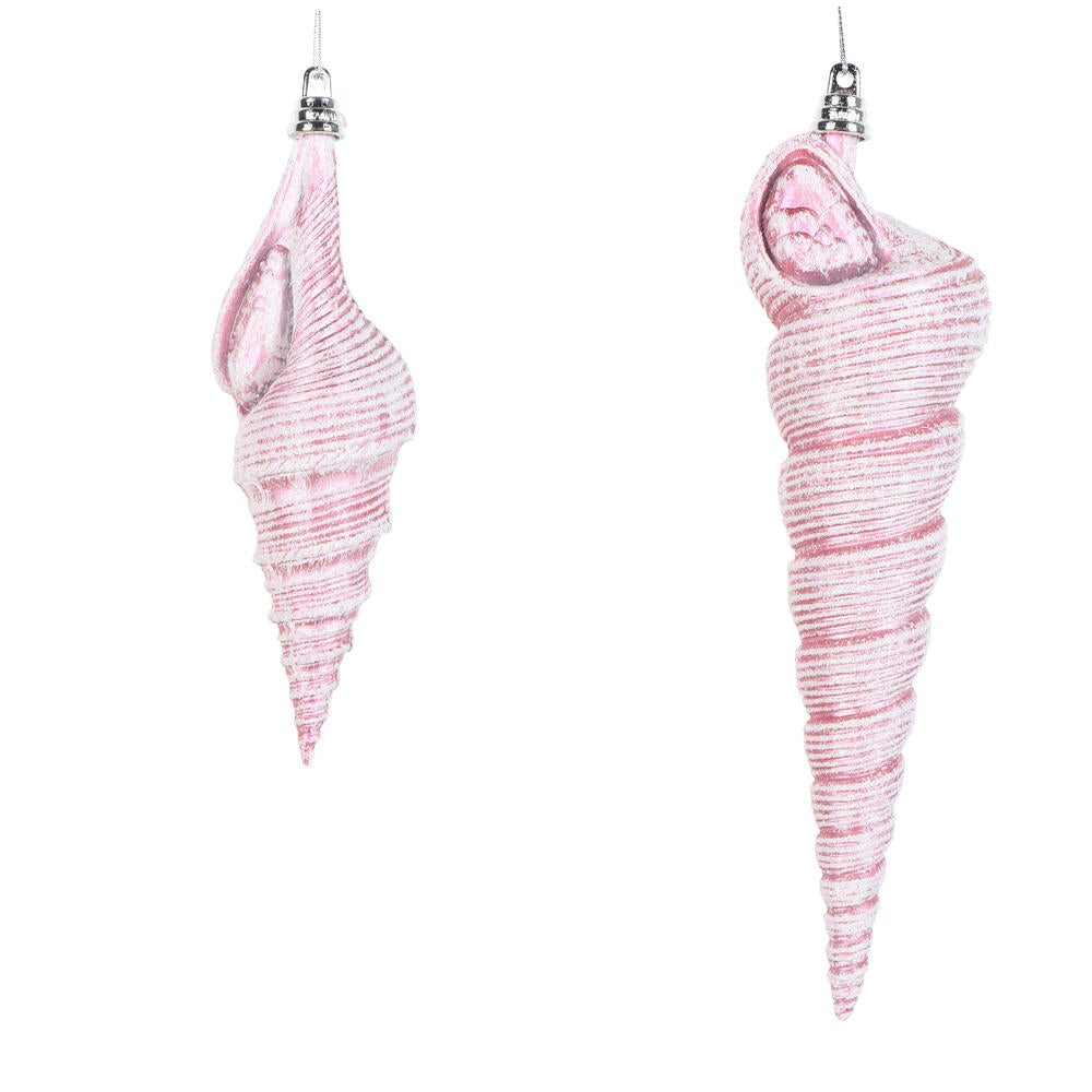 Santa's Sweet Shoppe Collection 9" Pink Conical Shell Ornament - SET OF 2