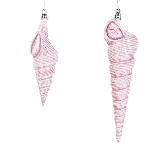 Santa's Sweet Shoppe Collection 9" Pink Conical Shell Ornament - SET OF 2