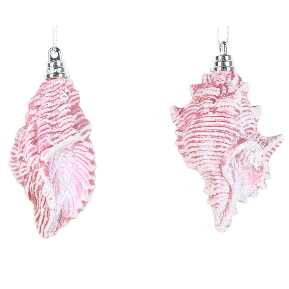 Santa's Sweet Shoppe Collection - 4" Pink Conch Shell Ornament - SET OF 2