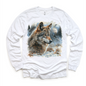 Retro Wolf Watercolor Nature Scene Shirt - Kids Tee