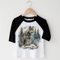 Retro Wolf Watercolor Nature Scene Shirt - Kids Tee