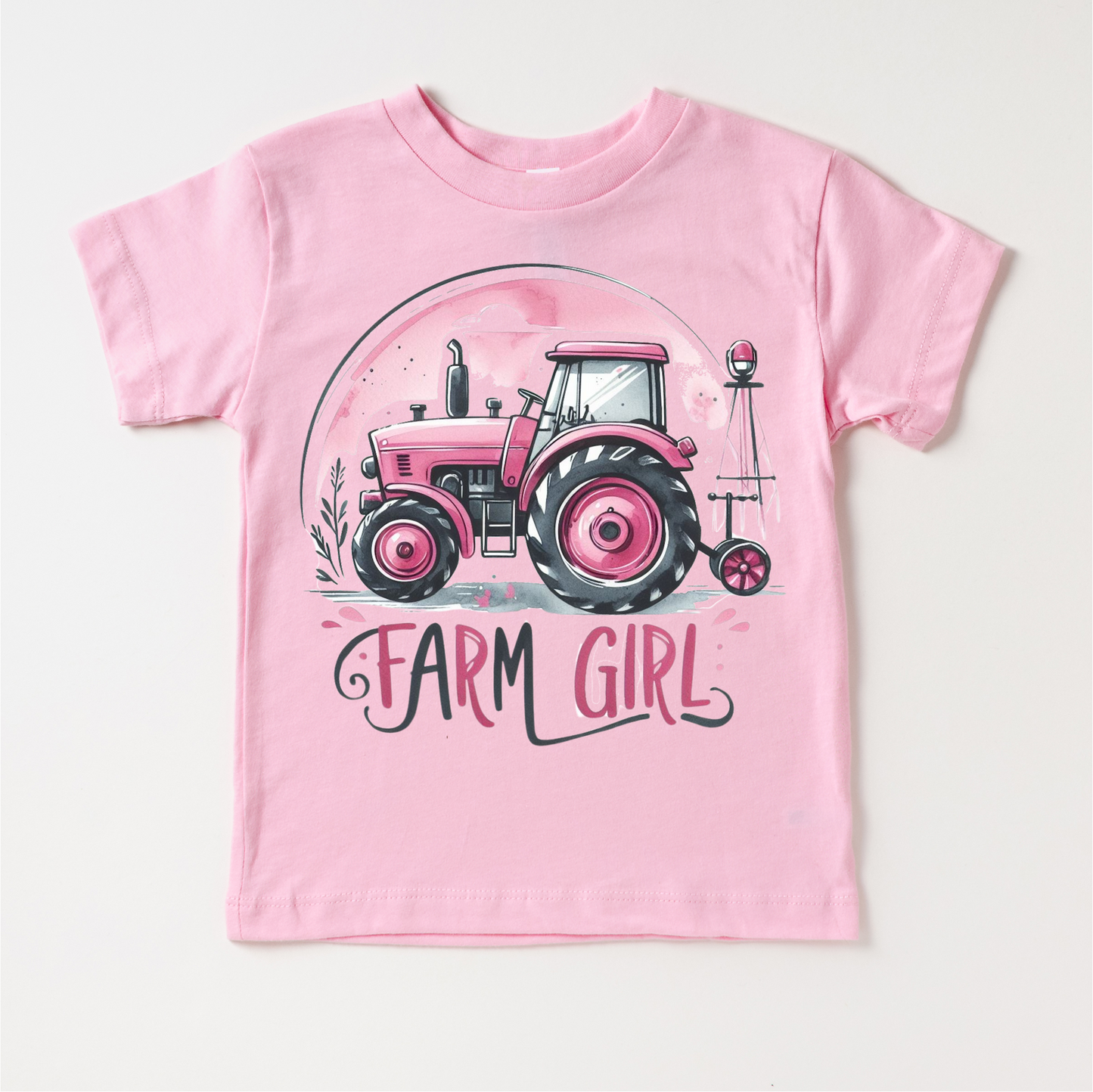 Farm Girl Pink Tractor Shirt - Girls Tractor Shirt