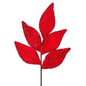 21" GLITTER VEINED VELVET LEAF SPRAY Red