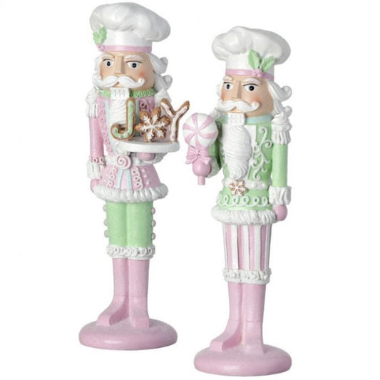 Santa's Sweet Shoppe Collection 11.5"Resin Pastel Candy Nutcracker Set Of 2