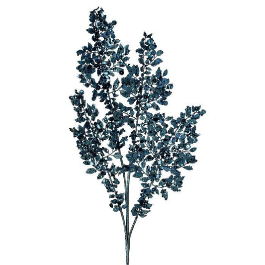 33" METALIC LEAVES SEQUIN SPRAY MIDNIGHT BLUE