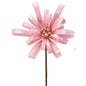18" PINK VELVET GLITTER RIBBON FLOWER STEM