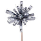 18"SHINY SILVER VELVET W/GLTTER RIBBON BLOSSOM STEM
