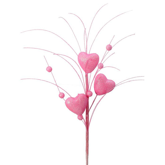 13" GLITTER HEART W/RAIN SPRAY X3