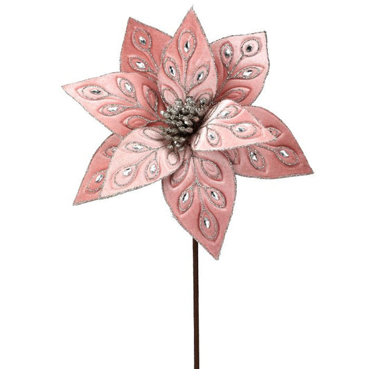 22" BEJEWELED POINSETTIA STEM MAUVE