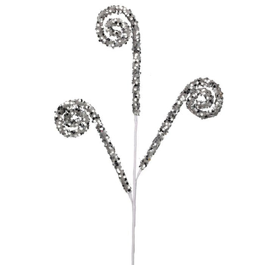 29" GLITTER SCROLL SPRAY SILVER