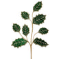27" BEADED VELVET LEAF SPRAY GREEN
