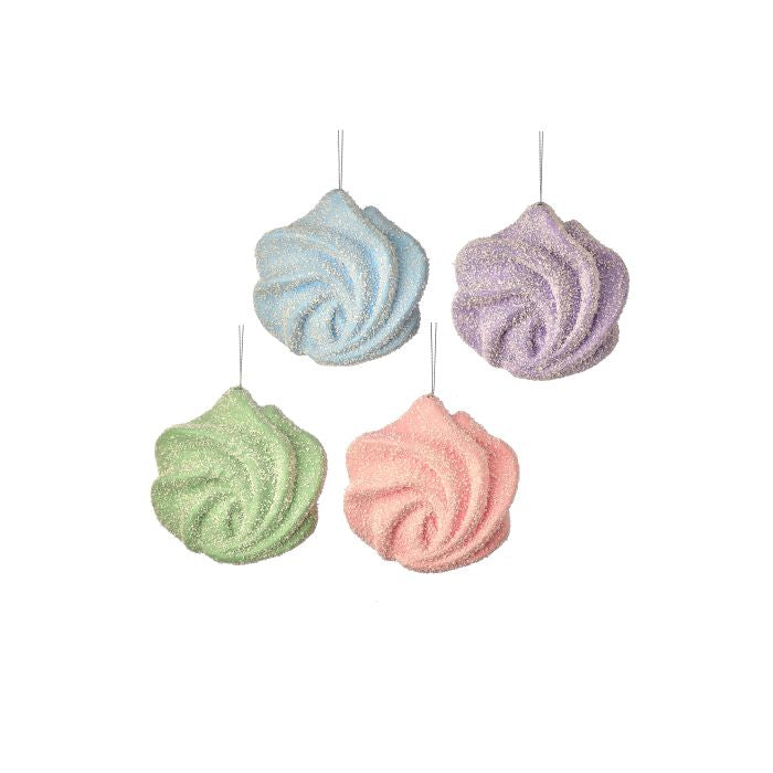 6" FOAM FROSTING ORNAMENT 4/AST Choose Pink,Mint, Purple or Blue