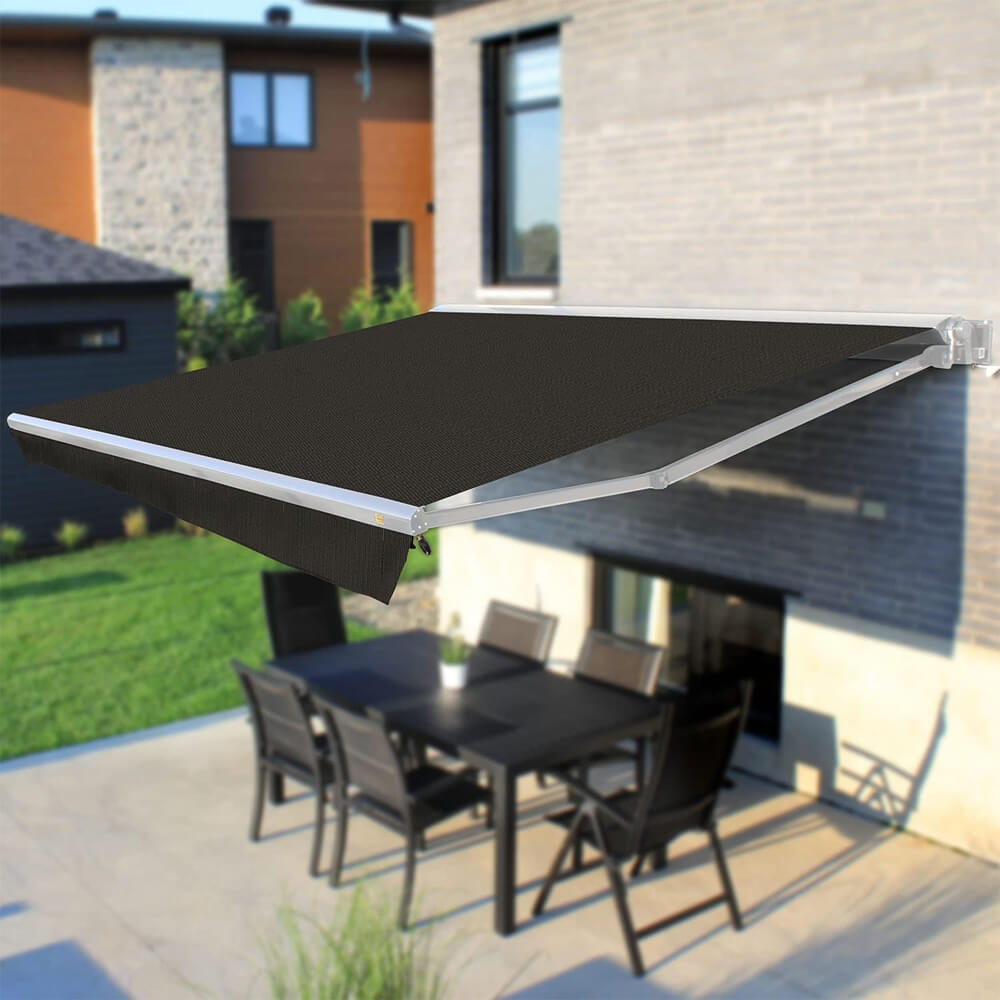 Multiple Awnings Brasilia Europa Premium Outdoor Manual Retractable Sun Shade Awning With White Frame (SAK93514)
