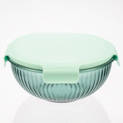 Borosilicate Glass Mixing Bowl Set- Diamond Blue (W/ Handle)