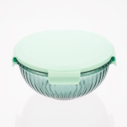 Borosilicate Glass Mixing Bowl Set- Diamond Blue (W/ Handle)