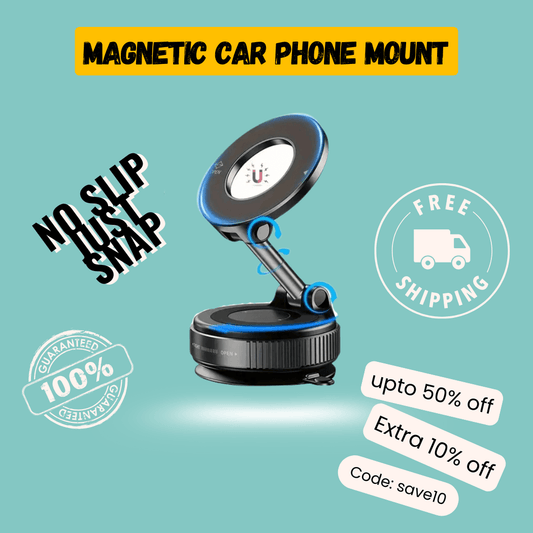 Magnetic Car Phone Mount – 360° Foldable Aluminum Holder