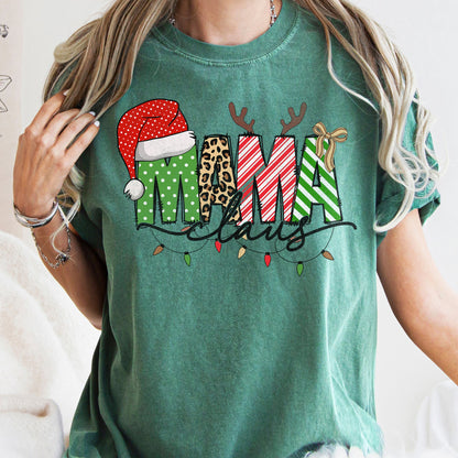 Mama Claus, Santa, Plaid, Leopard Print, Christmas, Comfort Colors, Tshirt